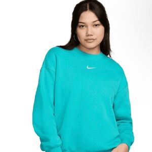 Nike Women’s Crewneck Sweatshirt in Bright Teal with White Swoosh
